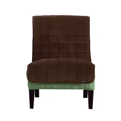 Sure Fit Deluxe Comfort Quilted Armless Box Cushion Chair Slipcover In Chocolate