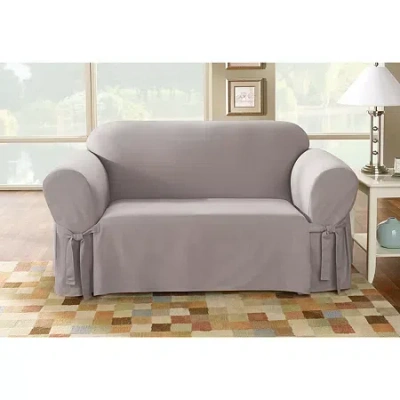 Sure Fit Duck Loveseat Slipcover In Gray