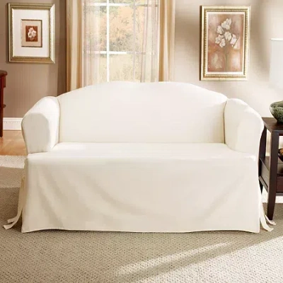 Sure Fit Duck T Cushion Loveseat Slipcover In White