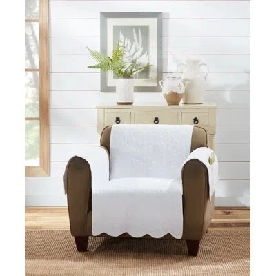 Sure Fit Heirloom Quilted Box Cushion Armchair Slipcover In White