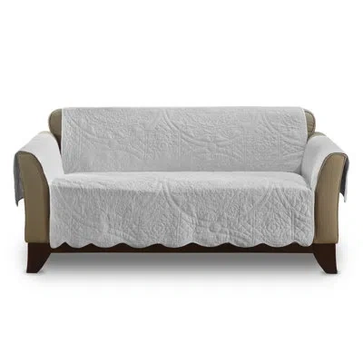 Sure Fit Heirloom Quilted Box Cushion Loveseat Slipcover In Gray