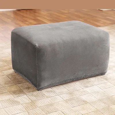 Sure Fit Stretch Pique Oversized Ottoman Slipcover In Flannel Gray
