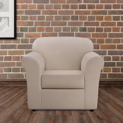 Sure Fit Ultimate Heavyweight Stretch Box Cushion Armchair Slipcover In Pebbled Ivory