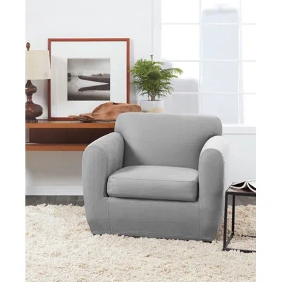 Sure Fit Ultimate Stretch Box Cushion Armchair Slipcover In Light Pebbled Gray