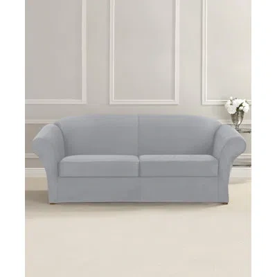 Sure Fit Ultimate Stretch Suede Box Cushion Sofa Slipcover In Gray