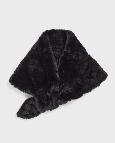Surell Accessories Erin Textile Knit Faux Fur Shawl In Black