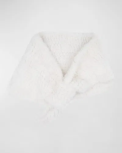 Surell Accessories Erin Textile Knit Faux Fur Shawl In White