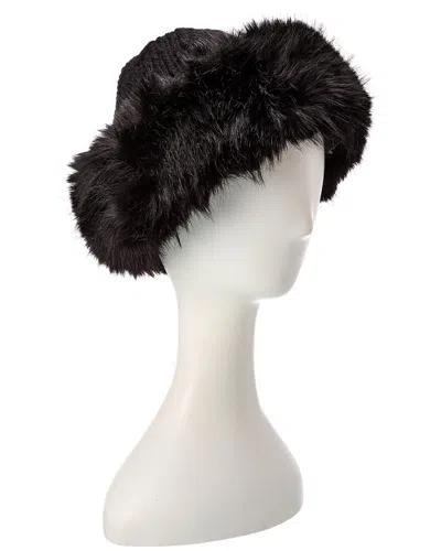 Surell Accessories Eyelash Cuff Hat In Black
