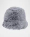 Surell Accessories Eyelash Faux Fur Bucket Hat In Grey
