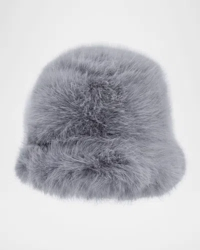 Surell Accessories Eyelash Faux Fur Bucket Hat In Grey