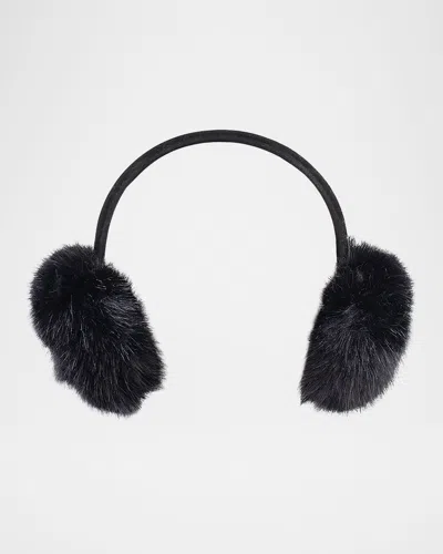 Surell Accessories Faux Fur Earmuffs W/ Velvet Band In Black