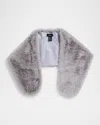 Surell Accessories Faux Fur Eyelash Shawl In Grey