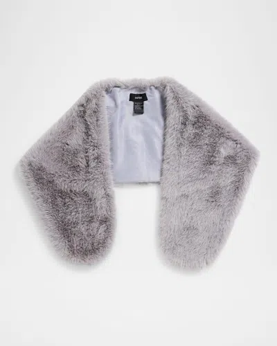 Surell Accessories Faux Fur Eyelash Shawl In Grey