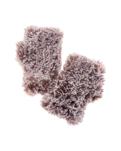 Surell Accessories Faux-fur Knit Fingerless Mittens In Brown