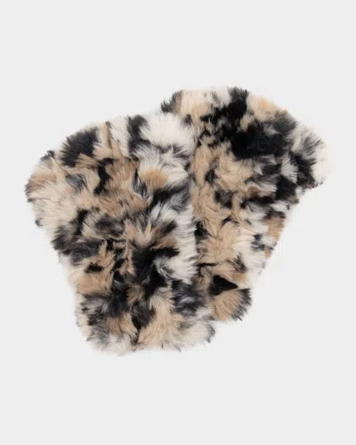 Surell Accessories Faux Fur Knitted Fingerless Mittens In Pattern