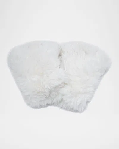 Surell Accessories Faux Fur Knitted Fingerless Mittens In White