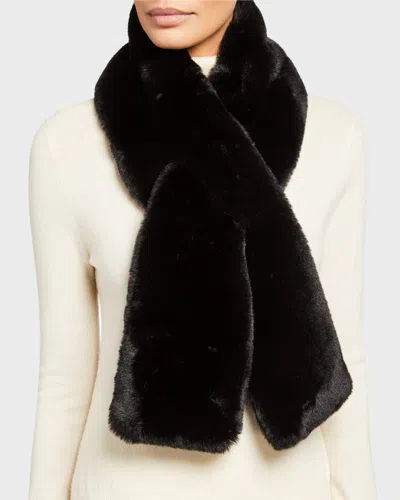 Surell Accessories Faux-fur Pull-through Scarf In Black