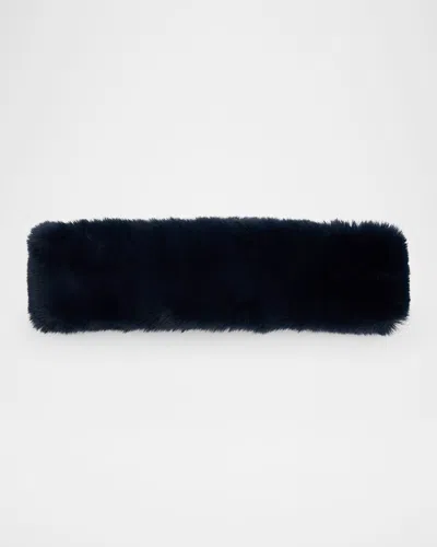 Surell Accessories Faux Rex Rabbit Fur Headband In Navy