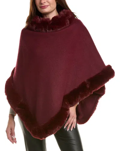 Surell Accessories Knit Poncho In Burgundy