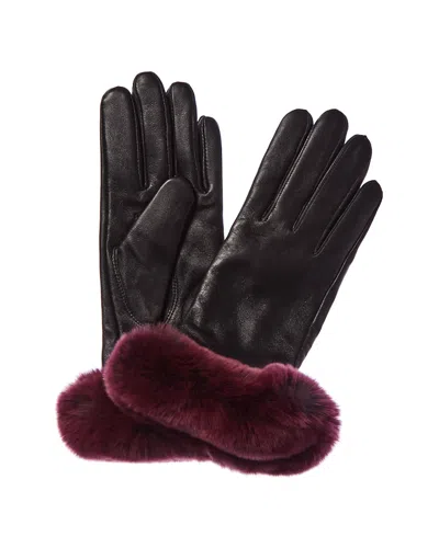 Surell Accessories Leather Glove In Red