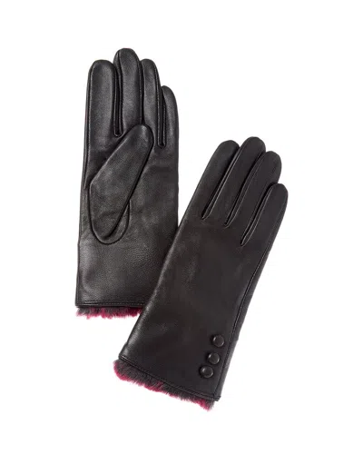 Surell Accessories Leather Gloves In Black