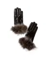 Surell Accessories Leather Gloves In Black