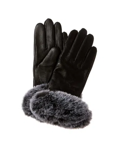 Surell Accessories Leather Gloves In Black