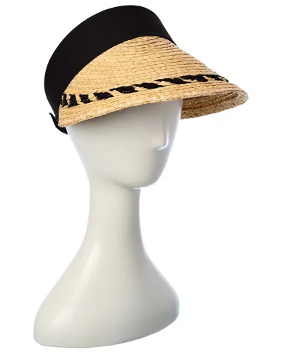 Surell Accessories Raffia Visor In Black