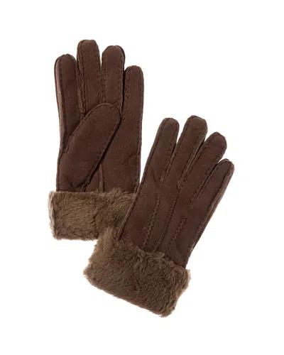 Surell Accessories Shearling Gloves In Brown