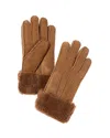 Surell Accessories Shearling Gloves In Brown