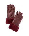 Surell Accessories Shearling Gloves In Burgundy