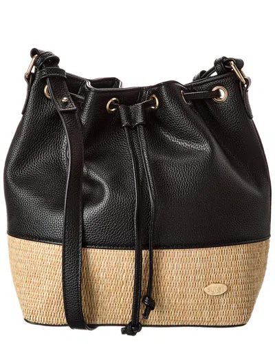 Surell Accessories Straw & Vegan Leather Shoulder Bag
