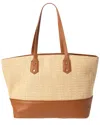 Surell Accessories Straw & Vegan Leather Tote
