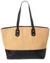 Surell Accessories Straw & Vegan Leather Tote