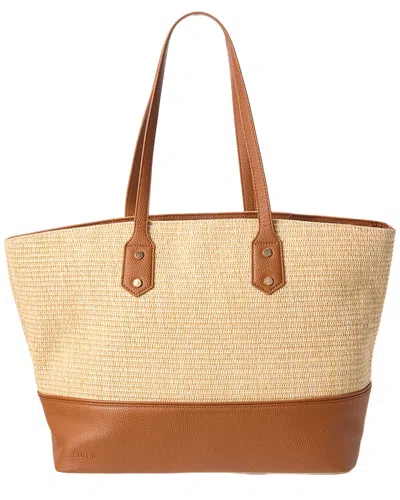 Surell Accessories Straw & Vegan Leather Tote