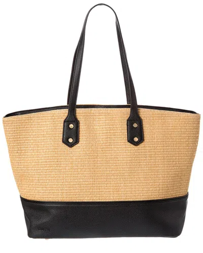 Surell Accessories Straw & Vegan Leather Tote