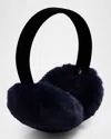 Surell Accessories Velvet & Faux Rex Rabbit Ear Muffs In Navy