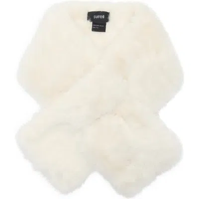 Surell Faux Fur Eyelash Scarf In White