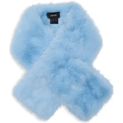 Surell Faux Fur Eyelash Scarf In Blue