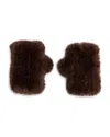 Surell Faux Fur Fingerless Mittens In Brown