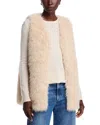 Surell Faux Fur Long Vest In Neutral
