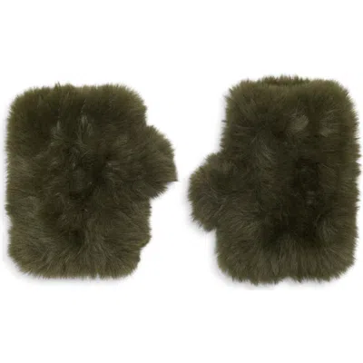 Surell Faux Fur Mittens In Gray