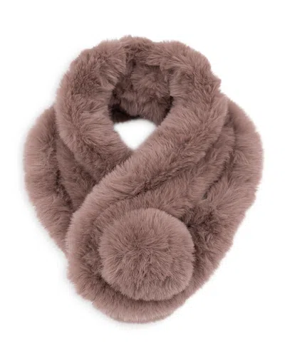 Surell Faux Fur Pompom Scarf In Coffee