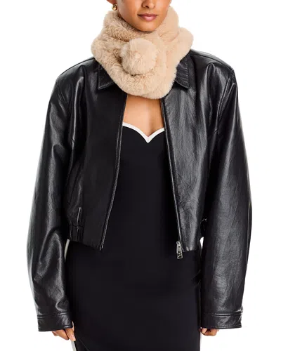 Surell Faux Fur Pompom Scarf In Neutral