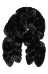 Surell Faux Fur Ruffle Scarf In Black