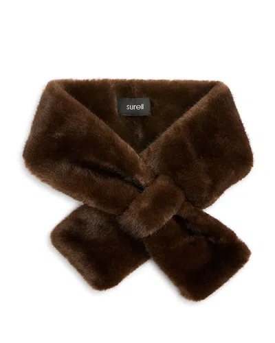 Surell Faux Fur Scarf In Brown