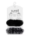 Surell Faux Fur Scrunchies, Set Of 2 In Black