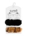 Surell Faux Fur Scrunchies, Set Of 2 In Black