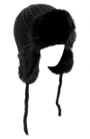 Surell Faux Fur Trapper Cap In Black