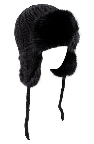 Surell Faux Fur Trapper Cap In Black